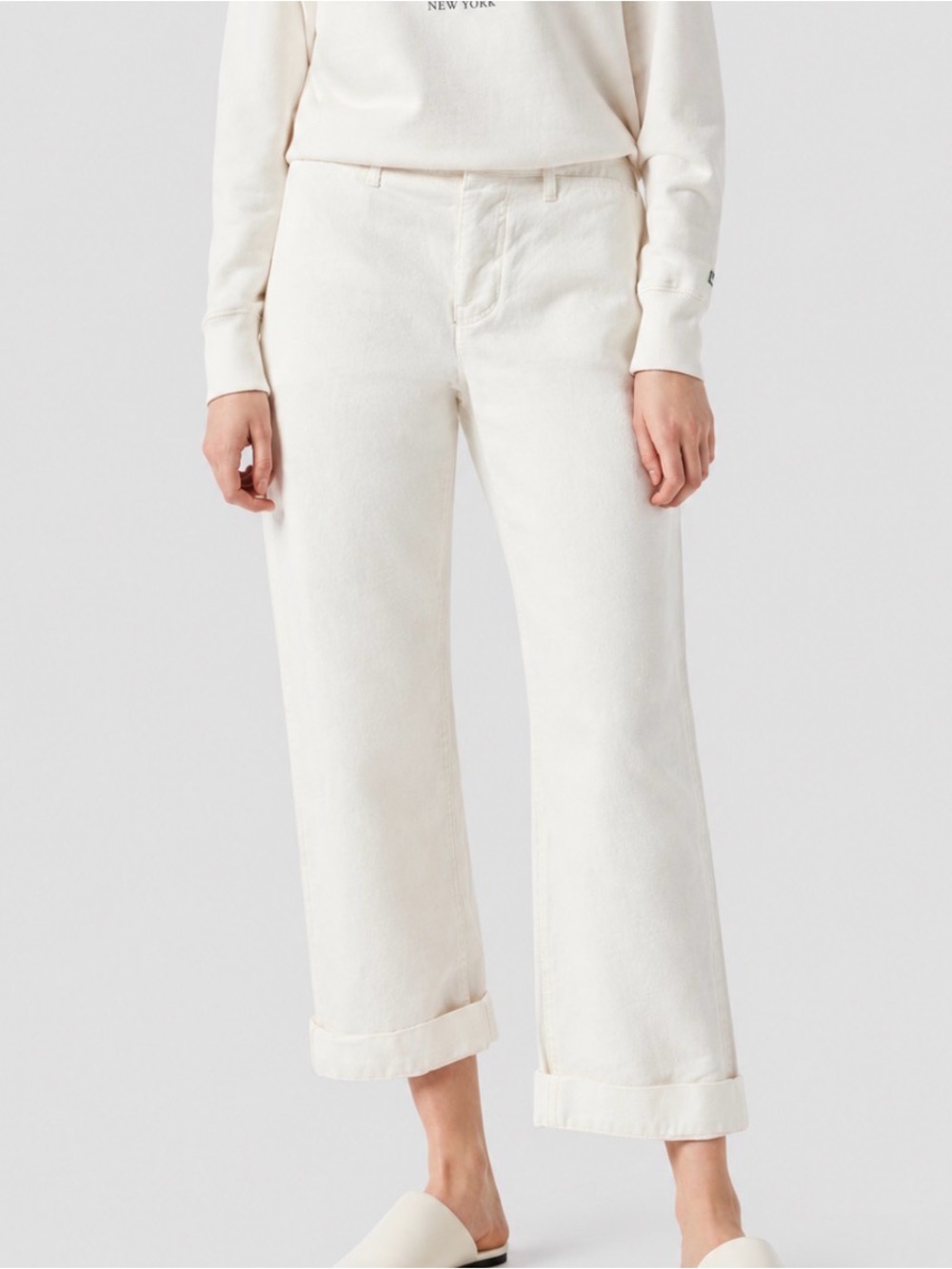 FRAME Le Tomboy Vintage White Cropped Cuffed Trousers Size 25